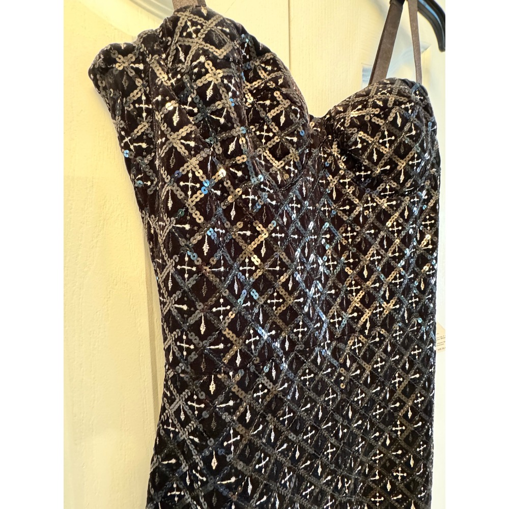 NWT NADINE MERABI Black Sequin Corset Jumpsuit - Picture 4 of 16